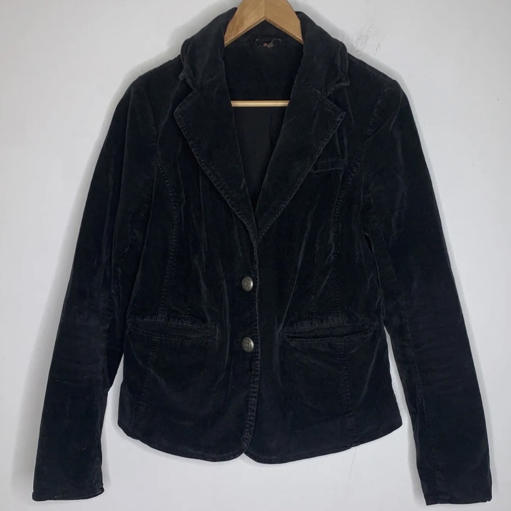 Free People Black Corduroy Double Button Blazer Jacket Size Medium